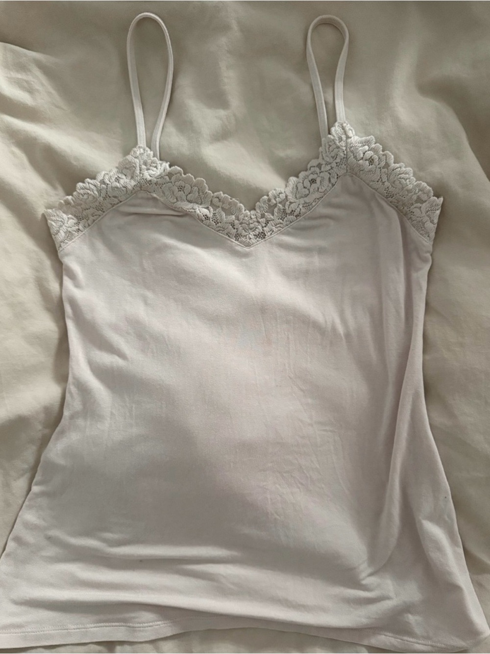 intimissimi White Lace Trim Silk Cami Top